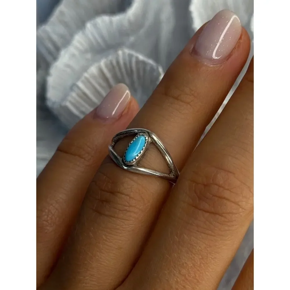 925 Sterling Silver Turquoise Ring Size 5.5 - Picture 5 of 5